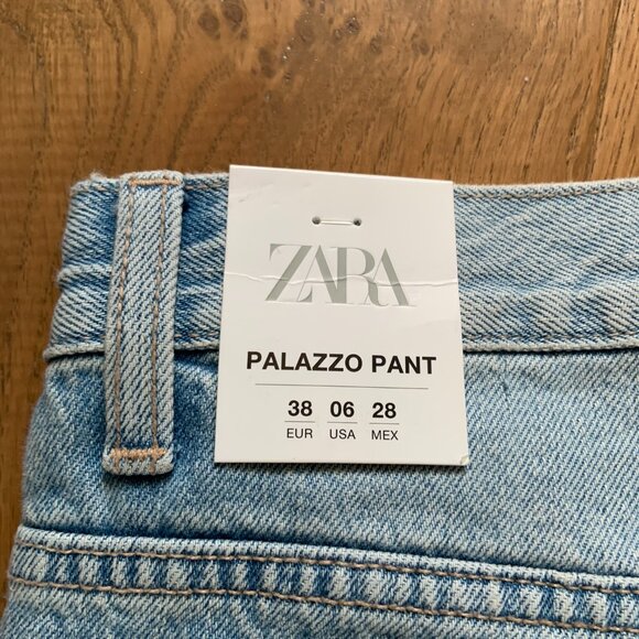 Zara Light Blue Flare & Wide Leg Jeans - Picture 6 of 12